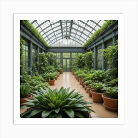 Greenhouse With Potted Plants Art Print