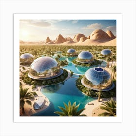 Desert Oasis With Futuristic Architecture Art Print