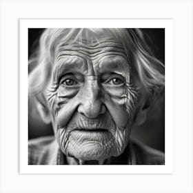 A Close Up Portrait Of An Elderly Person With A Weathered Face Deep Wrinkles And Kind Eyes Telling A 1172753123 Art Print