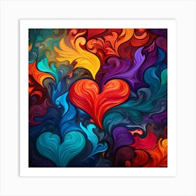 Abstract Colorful Heart Art Print