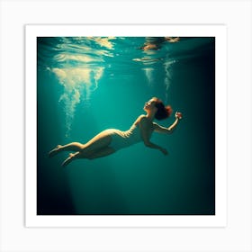 Underwater Woman - Underwater Stock Videos & Royalty-Free Footage Art Print