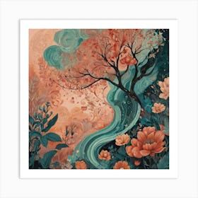 Tree Of Life The Magic of Watercolor: A Deep Dive into Undine, the Stunningly Beautiful Asian Goddess 1 Art Print