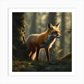 Red Fox In The Forest 52 Art Print