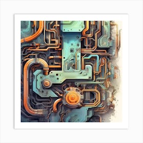 Futuristic Circuit Board Art Print