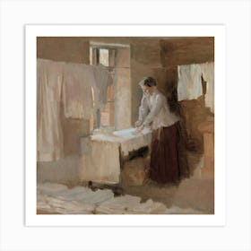 Woman Washing Clothes 2 Art Print