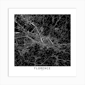 Florence Black And White Map Square Art Print