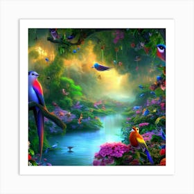 Birds In The Forest Art Print