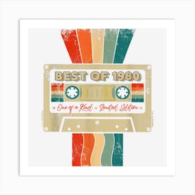 Best Of 1980 Cassette Tap 42nd Birthday Retro 42 Year Old Art Print