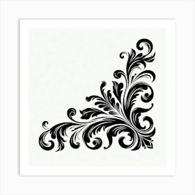 Black And White Floral Design 1 Art Print