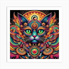 Psychedelic Cat 4 Art Print