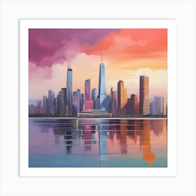 Sunset Over Chicago Art Print