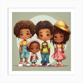 Group Of Four African American Kids Art Print