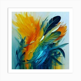 Gorgeous, distinctive yellow, green and blue abstract artwork 8 Art Print