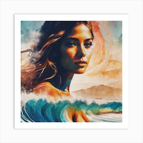 Girl In The Ocean Art Print