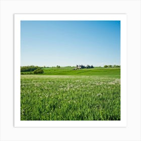 A Serene Countryside Scene In Spring A Sprawling Meadow Flushed With The Fresh Emerald Tinge Of Gra Art Print