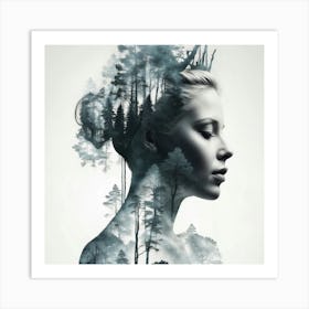 Portrait Of A Woman With Trees Art Print