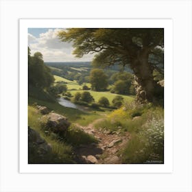 Tree In A Valley 1 Art Print