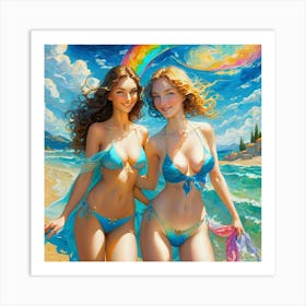 Two Girls On The Beachfhh Art Print