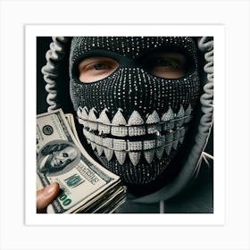 Gangster Holding Money Art Print