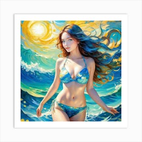 Beautiful Woman In Bikinifuj Art Print