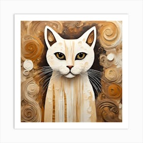 White Cat Design Art Print