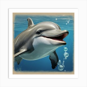 Dolphin With Bubbles 1 Art Print