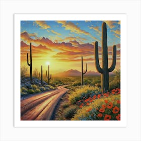 Sunset In The Desert 2 Art Print