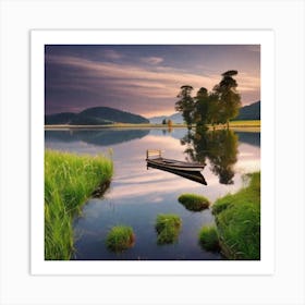 Boat On A Lake 2 Art Print