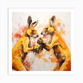 Kangaroos Fighting Art Print