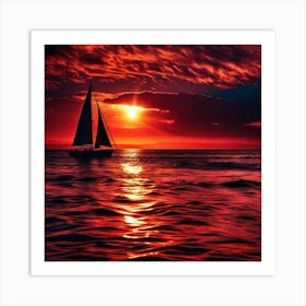 Sailboat At Sunset 28 Art Print