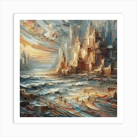 City At Sunset Art Print