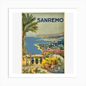 Sanremo Italy Vintage Travel Poster Art Print