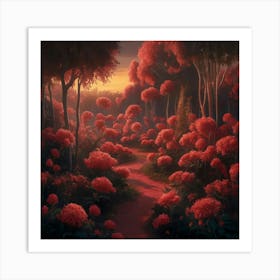 Into The Garden Red 2 Art Print