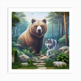 Bear and wolf 1 Art Print