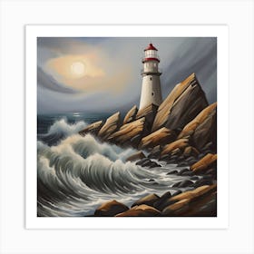 Lighthouse In The Sea Art Print