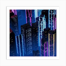 Futuristic Cityscape Night Music The City Neon Background Synth Retrowave Art Print