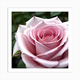 Pink Rose With Water Droplets Art Print