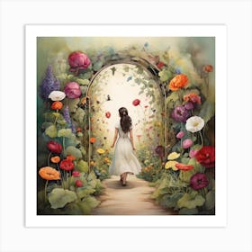 Girl In A Garden Art Print