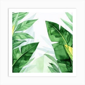 Watercolor Tropical Leaves 1 Art Print