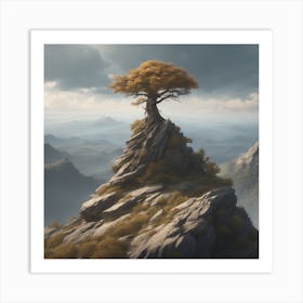 Tree On Top Of Mountain 14 Art Print