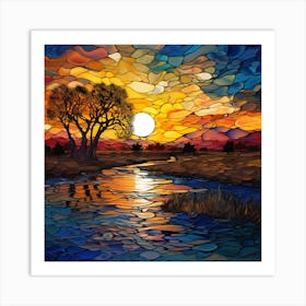 Sunset By The River 1 Art Print