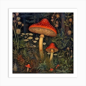 Dark Cottagecore Mushroom Art Print. Art Print