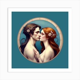 Kissing Couple ai art Art Print