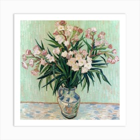 Pink Flowers In Vase Oleanders Vincent Van Gogh 5 Art Print