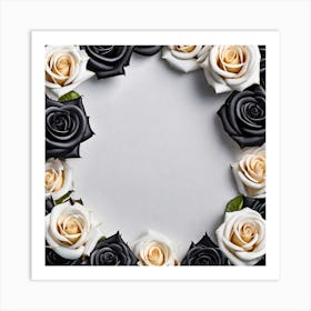 Black And White Roses 15 Art Print