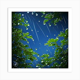 Raindrops On Leaves Art Print