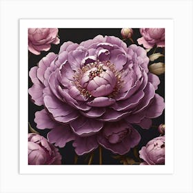 Aesthetic style, Large purple Peony flower Art Print