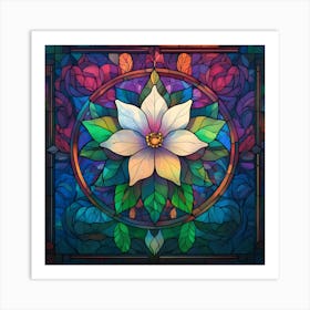 Flowers Stained Glass Sublimation 4 Art Print