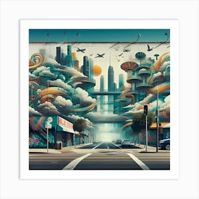 An Urban Street With Graffiti Style Painting With Textured Surfaces 2 Art Print