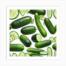 Cucumbers On White Background 1 Art Print